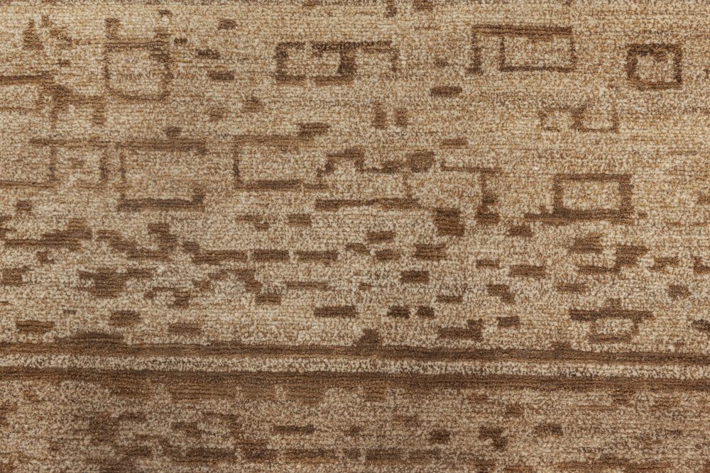 Doris Leslie Blau Collection Geometric Beige and Brown Handmade Hemp Rug N11958