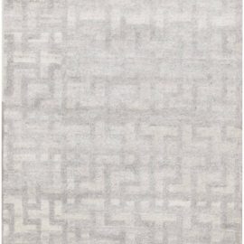 Modern Geometric Interlocking Light Gray Handmade Wool Runner “Cipher” N11938