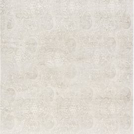 “Damascene” Modern Damask Tone-On-Tone Soft Beige Hand-Knotted Wool & Silk Rug N11966