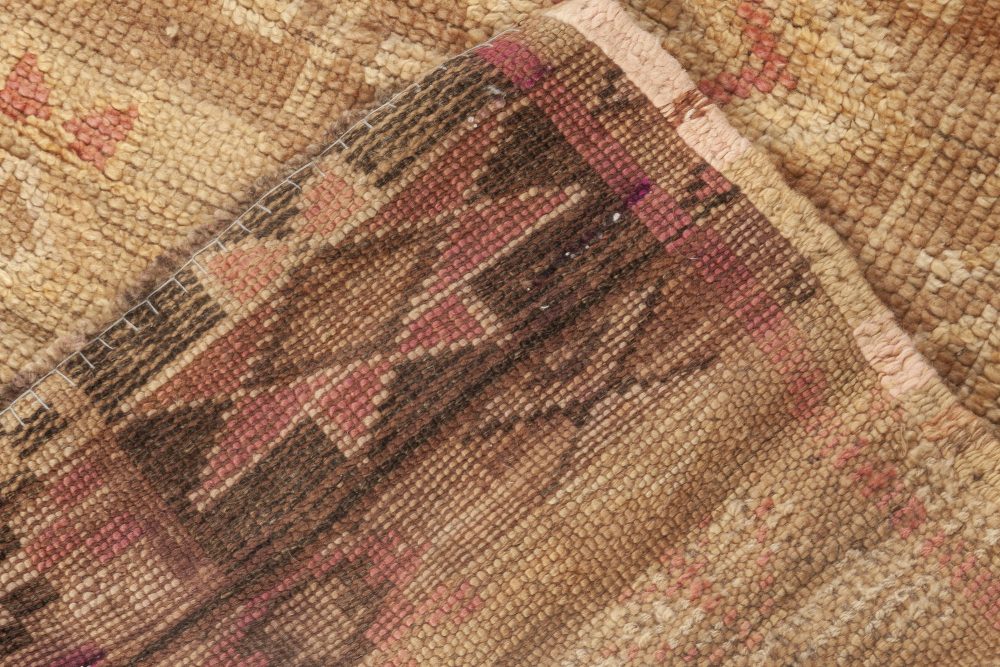 Moroccan Beige, Brown, Pink and Yellow Wool Rug Fragment Rug BB6957