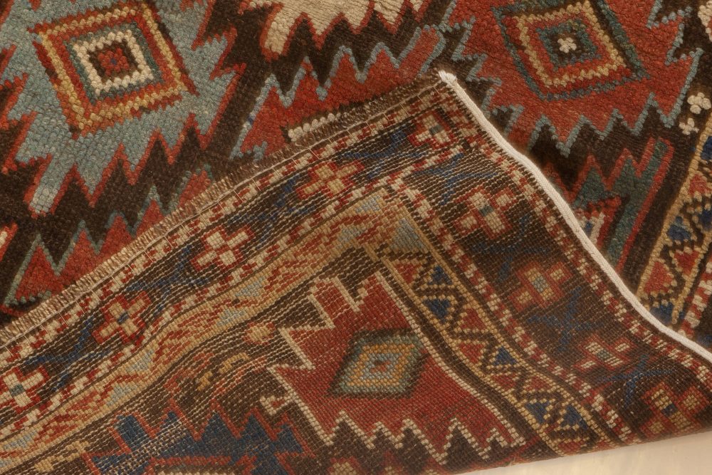 Antique Caucasian Colorful Geometric Handwoven Wool Rug BB6980