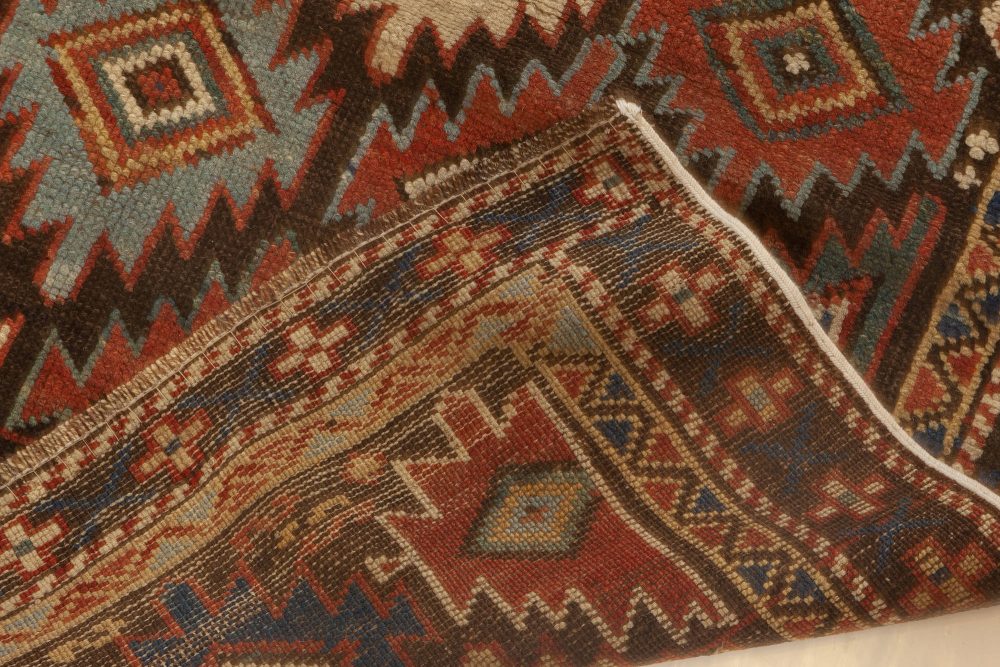 Antique Caucasian Colorful Geometric Handwoven Wool Rug BB6980