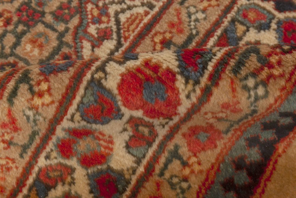 Antique Persian Hamadan Carmine, Beige, Teal, Hazelnut and Rosewood Wool Runner BB6987
