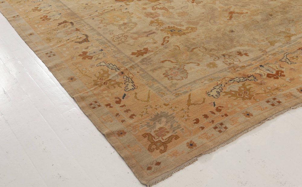 Mid-20th century Spanish Beige, Blue, Brown, Orange Hand Knotted Wool Rug BB6963