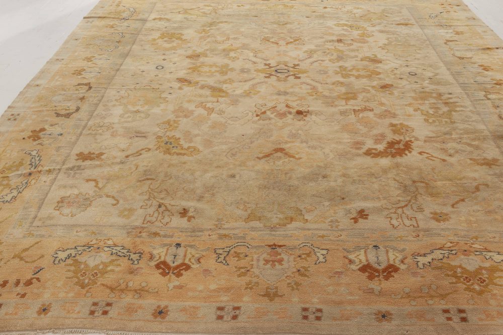 Mid-20th century Spanish Beige, Blue, Brown, Orange Hand Knotted Wool Rug BB6963