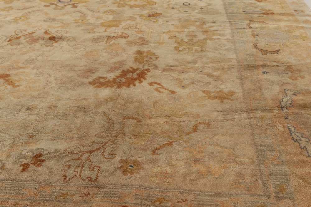 Mid-20th century Spanish Beige, Blue, Brown, Orange Hand Knotted Wool Rug BB6963