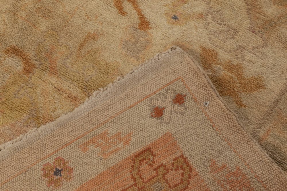 Mid-20th century Spanish Beige, Blue, Brown, Orange Hand Knotted Wool Rug BB6963