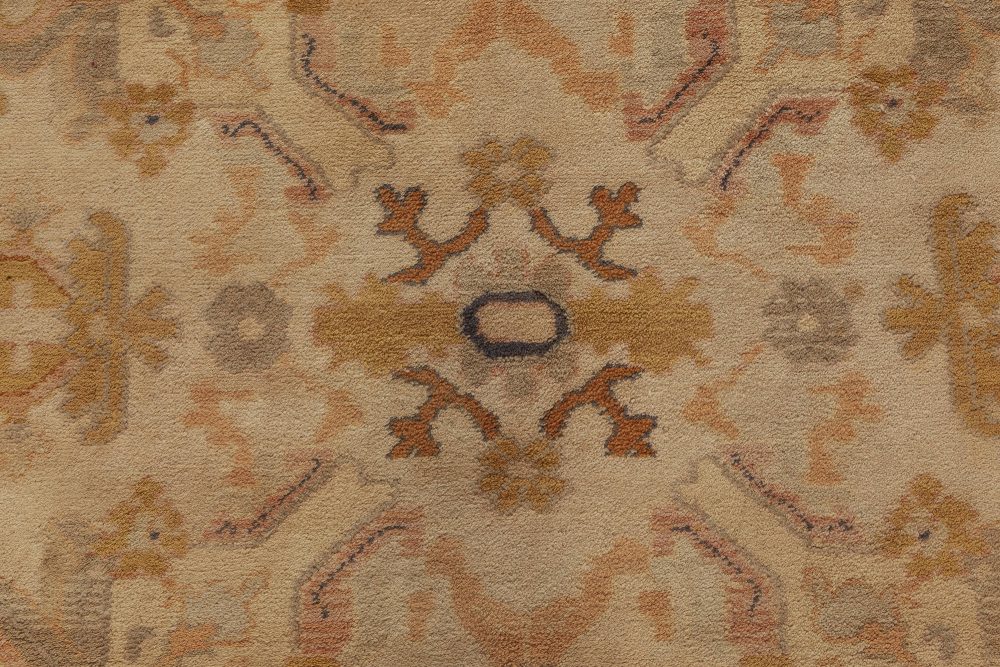 Mid-20th century Spanish Beige, Blue, Brown, Orange Hand Knotted Wool Rug BB6963