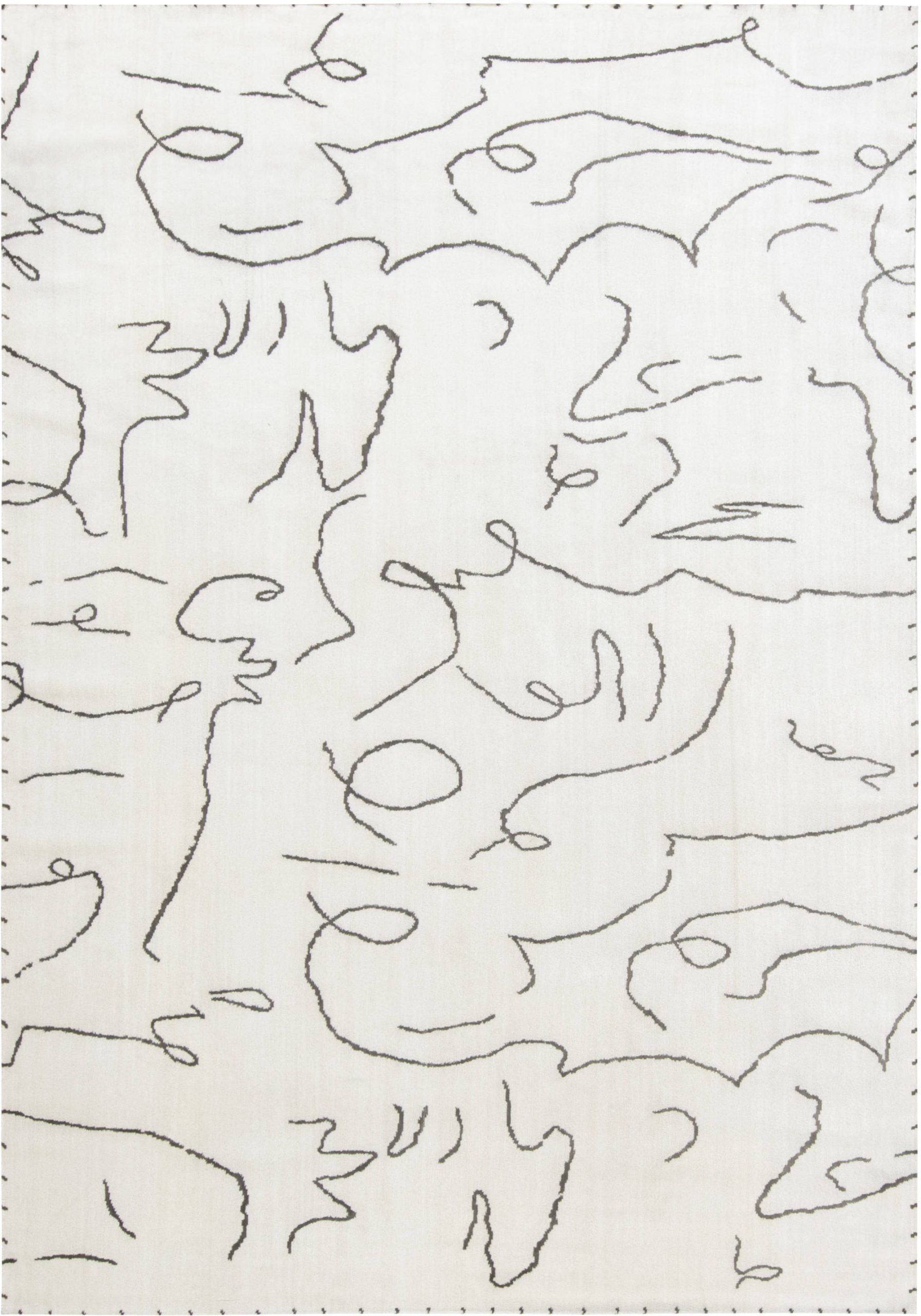 Doris Leslie Blau Collection Black, White Jean Cocteau Style Modern Wool Rug N11982