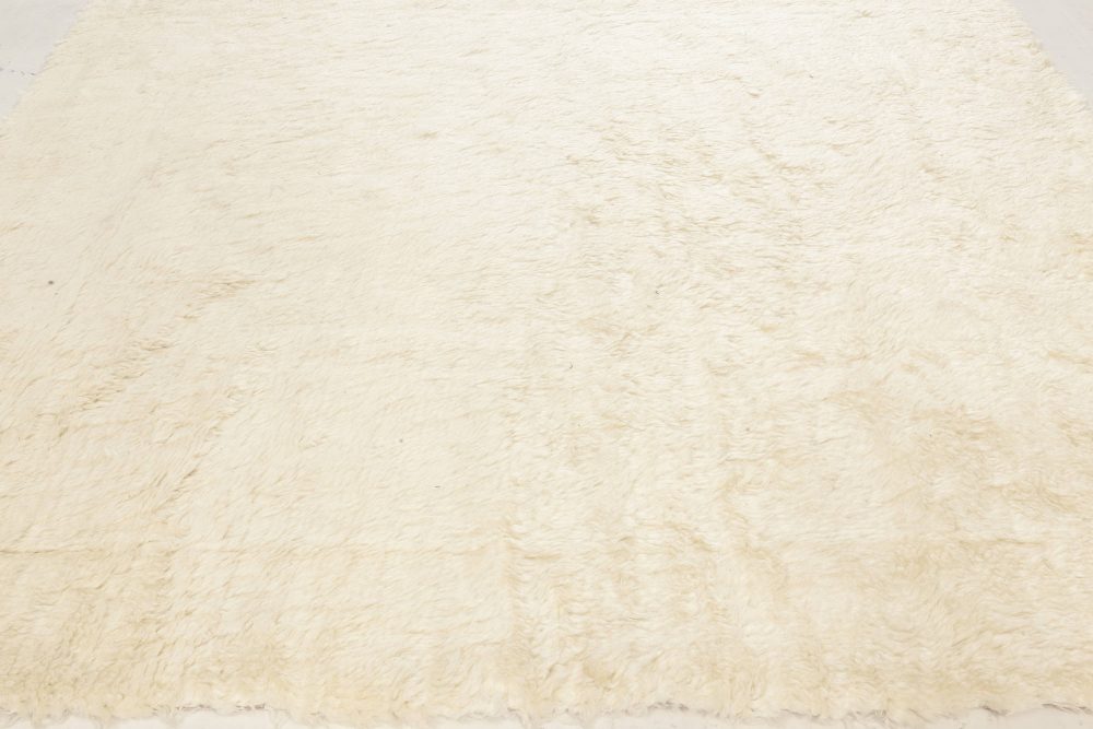 Doris Leslie Blau Collection Tribal Style Moroccan White Handmade Wool Runner N11994