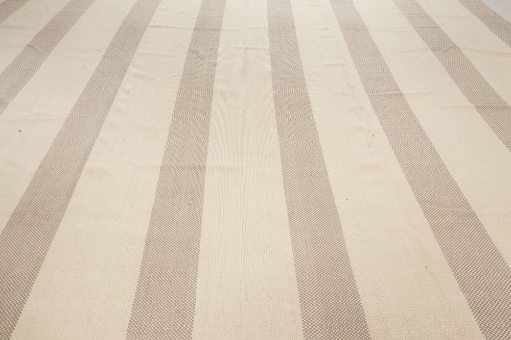 Doris Leslie Blau Collection Oversized Modern Striped Beige, Gray Flat-Weave Rug N12010