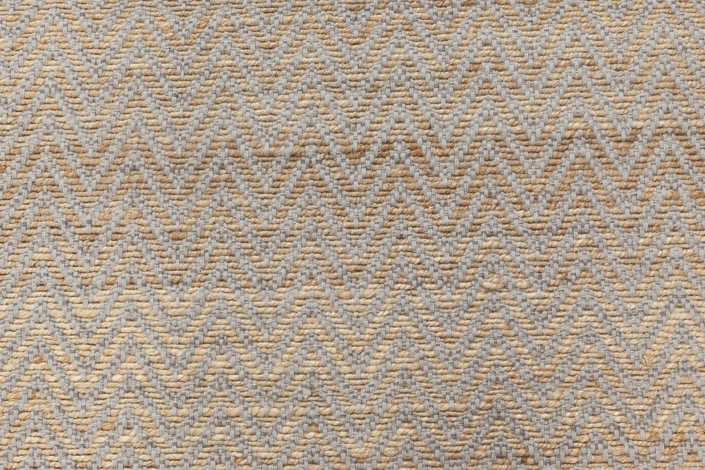 Doris Leslie Blau Collection Modern Striped Brown Gold, Gray Flat-Weave Wool Rug N11989