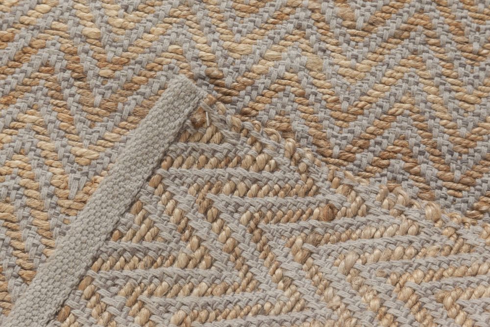 Doris Leslie Blau Collection Modern Striped Brown Gold, Gray Flat-Weave Wool Rug N11989