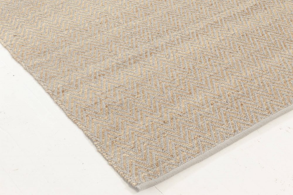 Doris Leslie Blau Collection Modern Striped Brown Gold, Gray Flat-Weave Wool Rug N11989