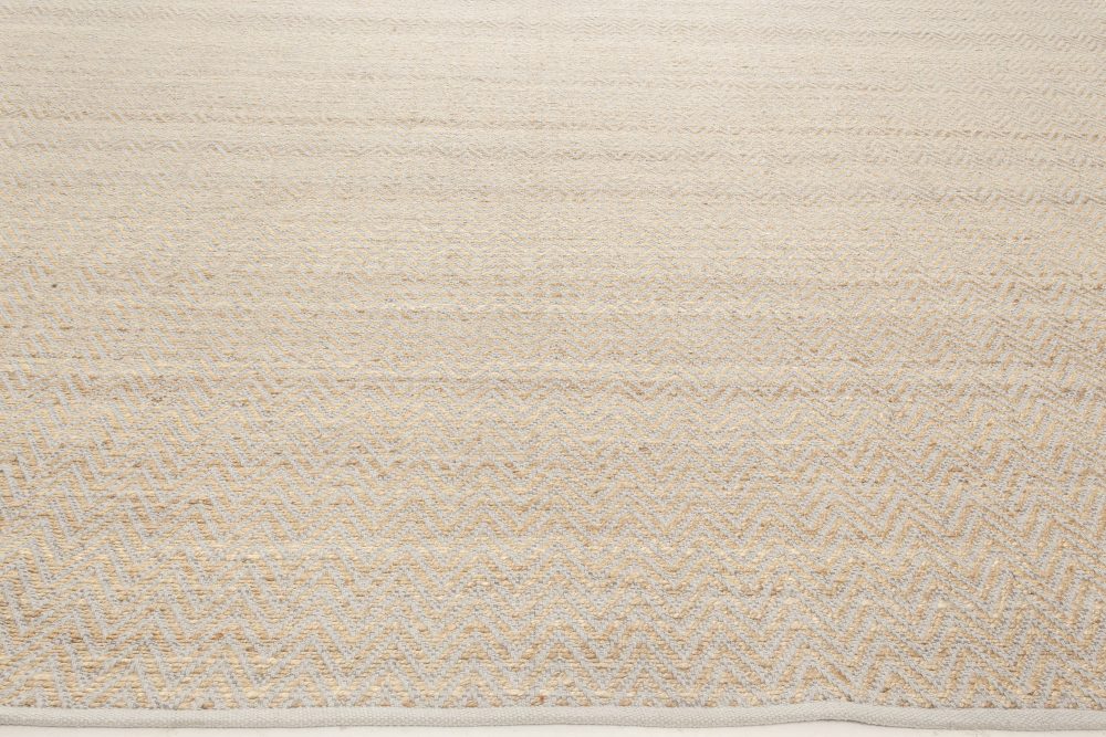 Doris Leslie Blau Collection Modern Striped Brown Gold, Gray Flat-Weave Wool Rug N11989