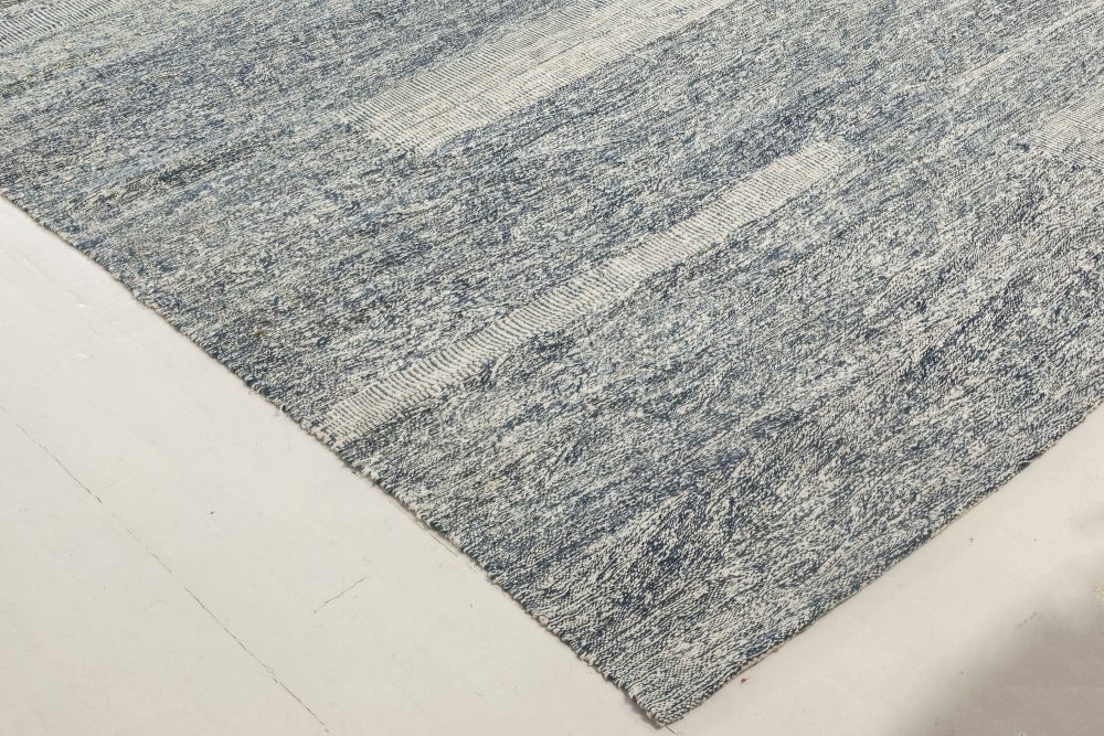 Doris Leslie Blau Collection Contemporary Blue, White Flat-Weave Wool Rug N11991