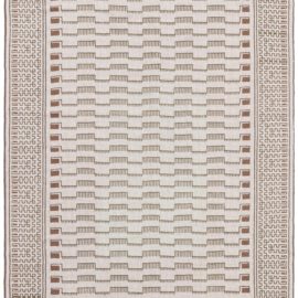 Art Deco Contemporary Geometric Light Beige With Warm Tan Flatweave Carpet “Peristyle” Designed By Arthur Dunnam N12005