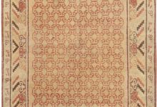 Midcentury <mark class='searchwp-highlight'>Samarkand</mark> Handmade Wool Rug in Sandy Beige, Orange and Brown BB6978