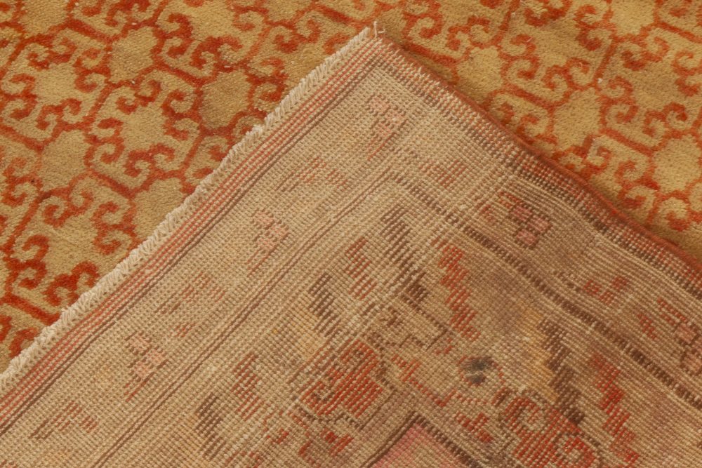 Midcentury Samarkand Handmade Wool Rug in Sandy Beige, Orange and Brown BB6978