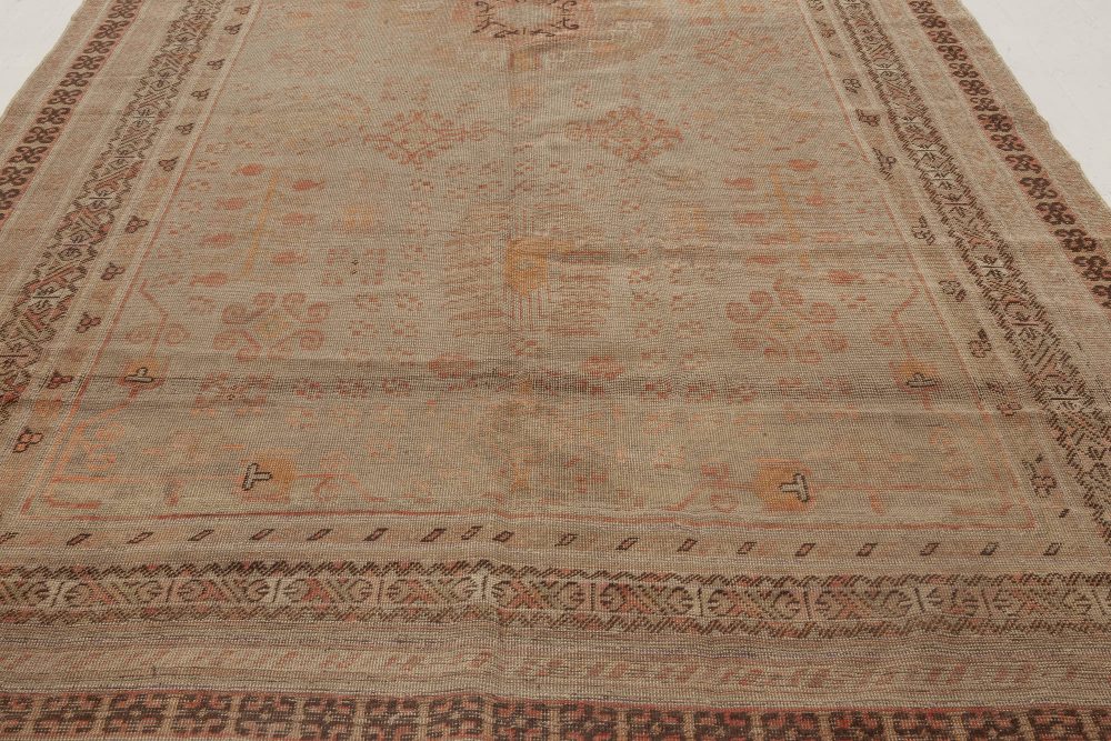 Midcentury Samarkand Handmade Wool Rug in Beige, Brown and Orange BB6969