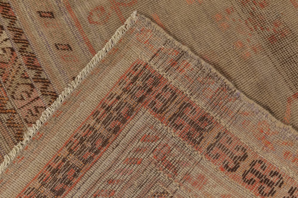 Midcentury Samarkand Handmade Wool Rug in Beige, Brown and Orange BB6969
