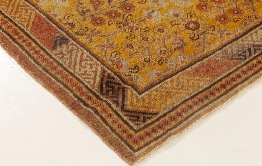 Midcentury Samarkand Warm Caramel, Camel, Beige and Brown Handwoven Wool Rug BB6981