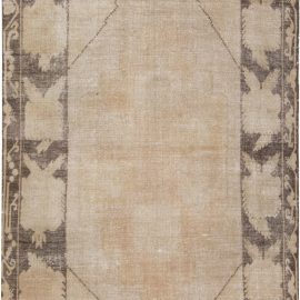 Vintage Khotan Floral Warm Tan With Brown Hand-Knotted Wool Rug BB6979
