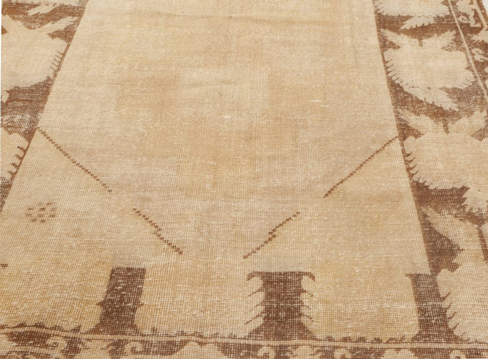 Midcentury Samarkand Beige and Brown Handwoven Wool Rug BB6979