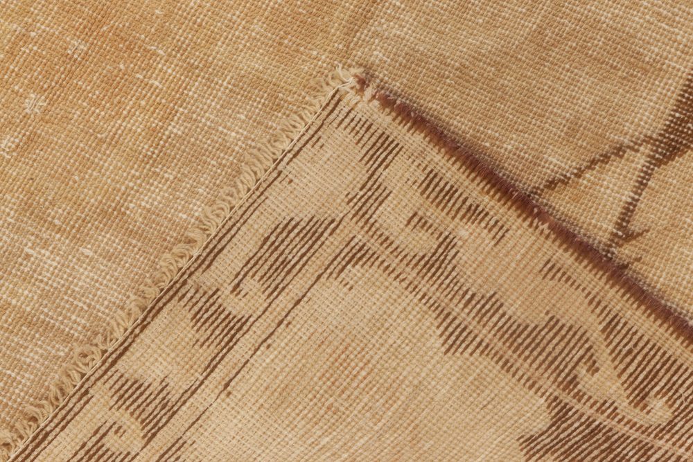 Midcentury Samarkand Beige and Brown Handwoven Wool Rug BB6979