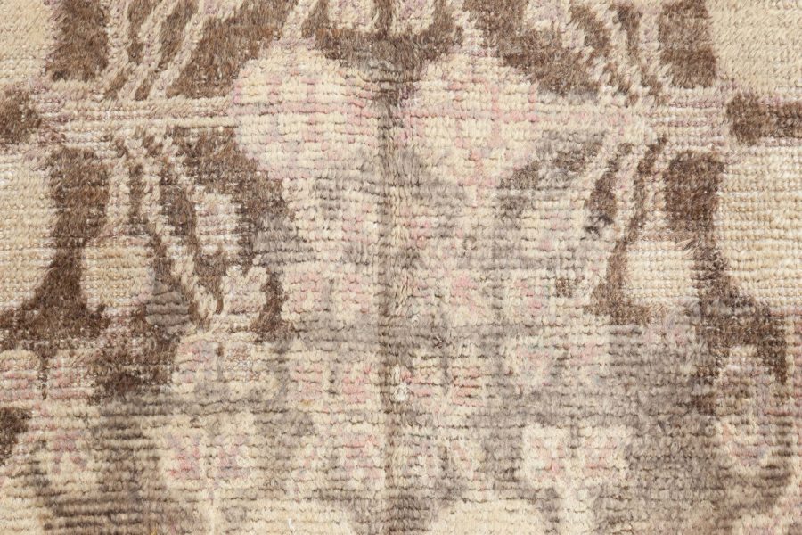 Midcentury Samarkand Beige and Brown Handwoven Wool Rug BB6996