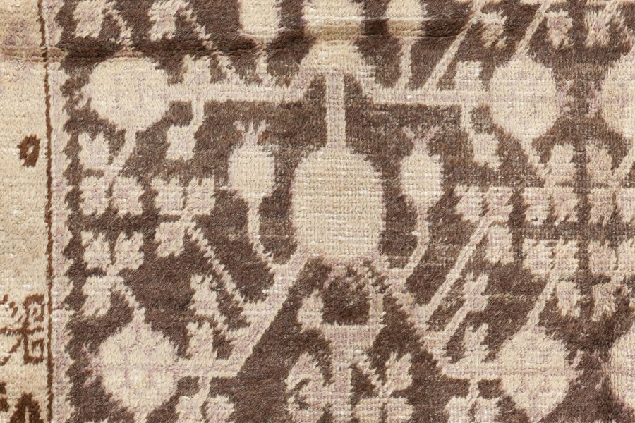 Midcentury Samarkand Beige and Brown Handwoven Wool Rug BB6996