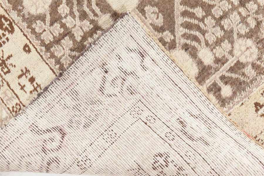 Midcentury Samarkand Beige and Brown Handwoven Wool Rug BB6996