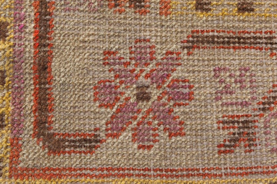 Midcentury Samarkand Purple and Brown Hand Knotted Wool Rug BB6997
