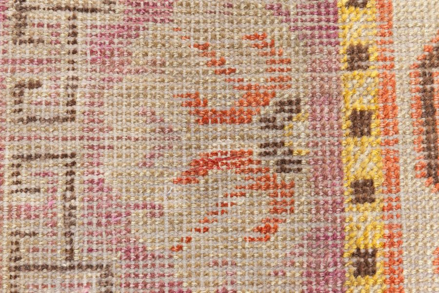 Midcentury Samarkand Purple and Brown Hand Knotted Wool Rug BB6997