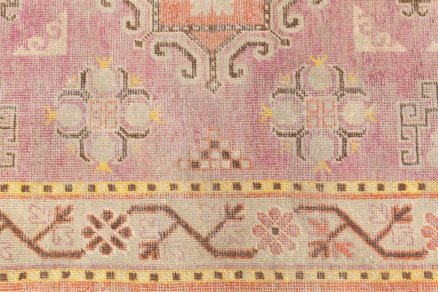 Midcentury Samarkand Purple and Brown Hand Knotted Wool Rug BB6997