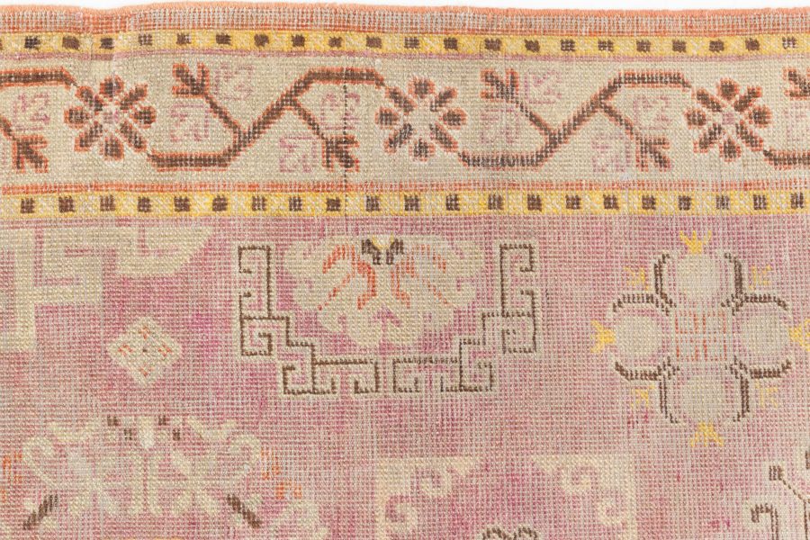 Midcentury Samarkand Purple and Brown Hand Knotted Wool Rug BB6997