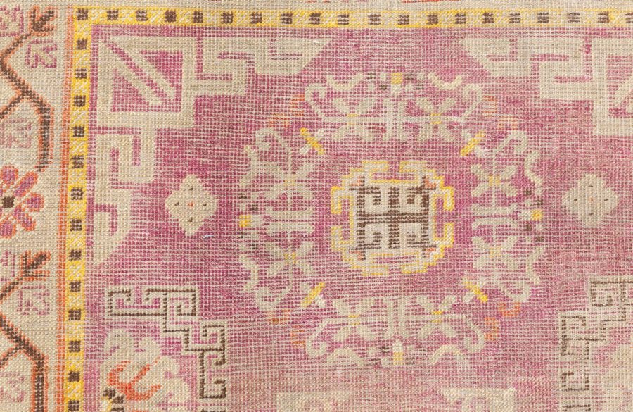 Midcentury Samarkand Purple and Brown Hand Knotted Wool Rug BB6997