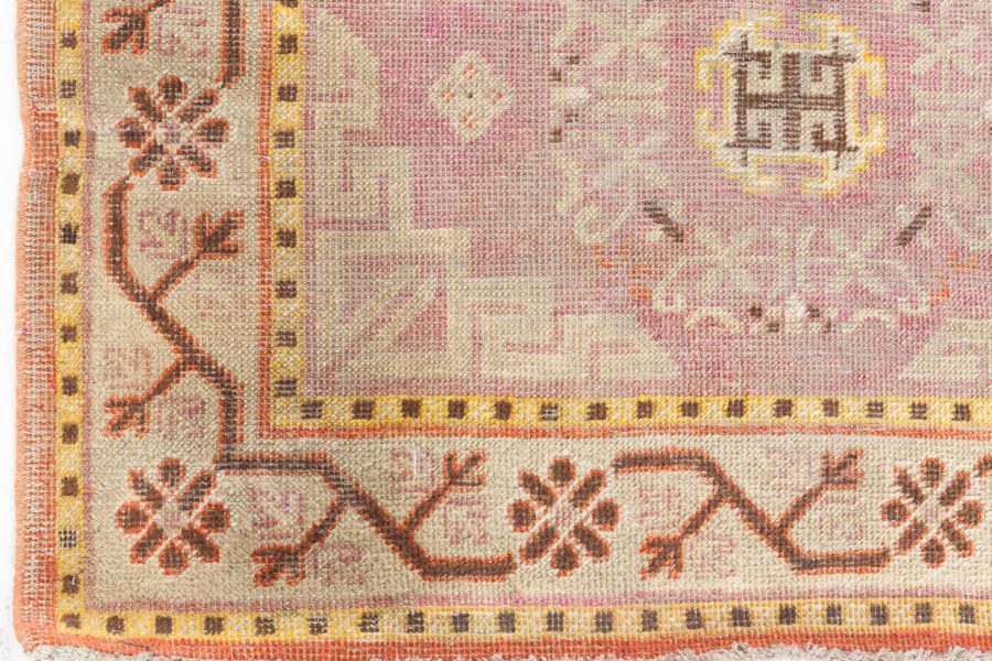 Midcentury Samarkand Purple and Brown Hand Knotted Wool Rug BB6997