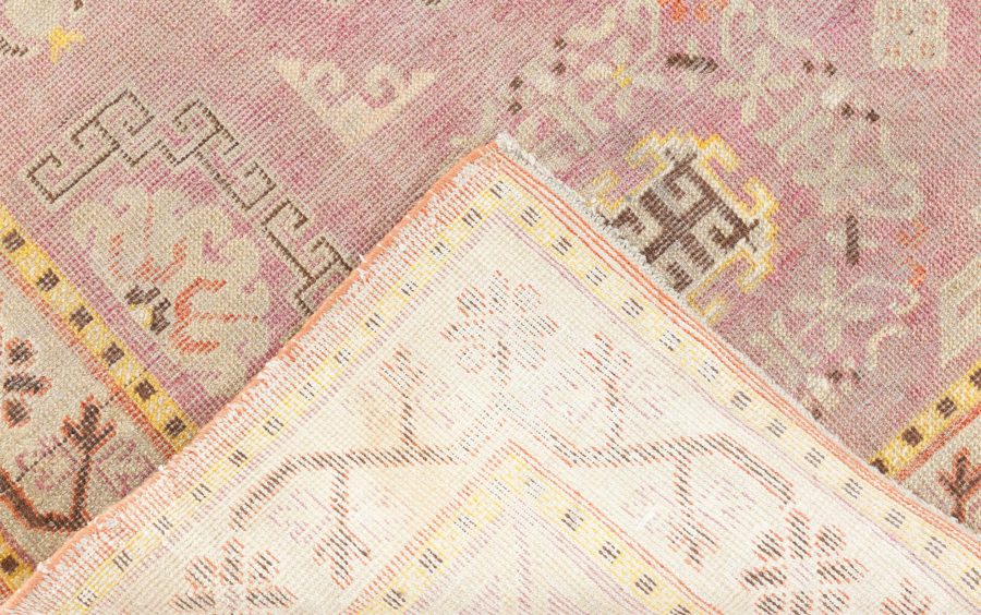 Midcentury Samarkand Purple and Brown Hand Knotted Wool Rug BB6997