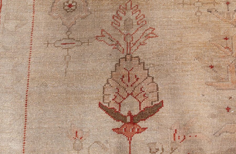 Early 20th Century Turkish Oushak Pink, Red, Beige and Gray Handmade Rug BB7013