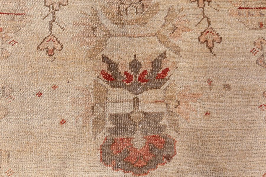 Early 20th Century Turkish Oushak Pink, Red, Beige and Gray Handmade Rug BB7013