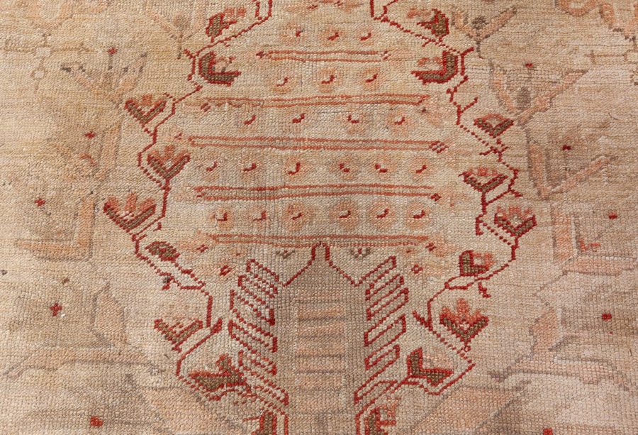 Early 20th Century Turkish Oushak Pink, Red, Beige and Gray Handmade Rug BB7013