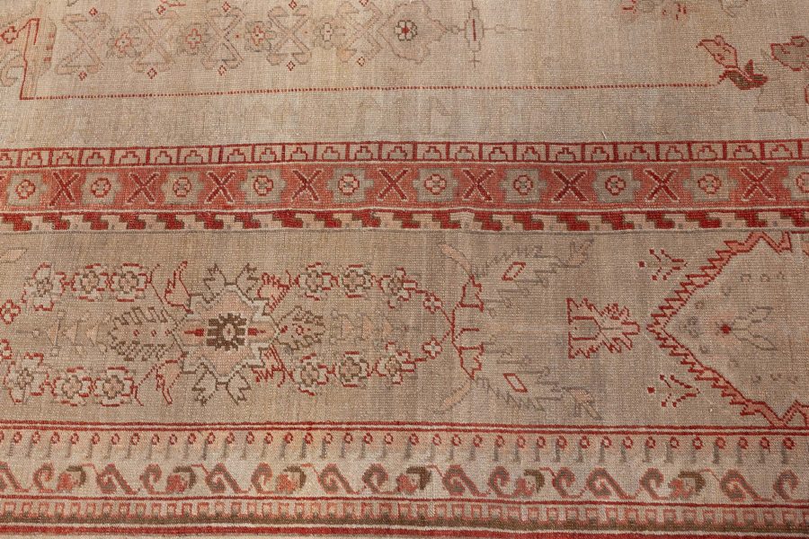 Early 20th Century Turkish Oushak Pink, Red, Beige and Gray Handmade Rug BB7013