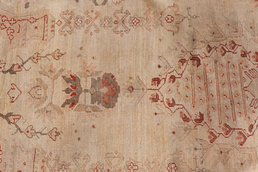 Early 20th Century Turkish Oushak Pink, Red, Beige and Gray Handmade Rug BB7013