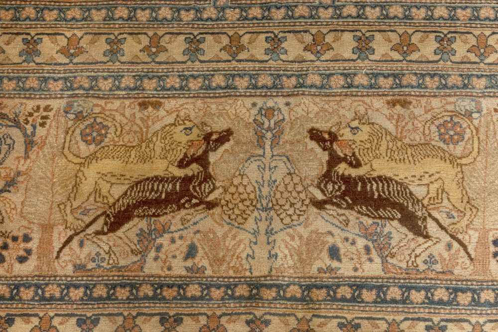 Fine Antique Persian Tabriz Handmade Wool Rug BB7012
