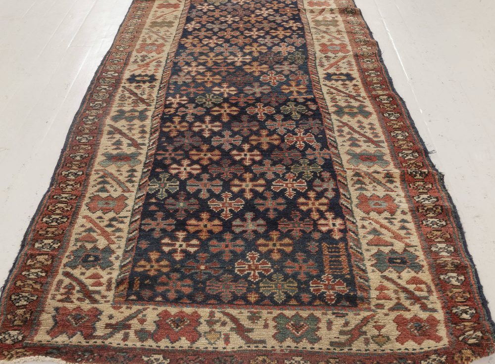 Early 20th Century Persian Malayer Runner in Beige, Blue, Green and Red BB7007