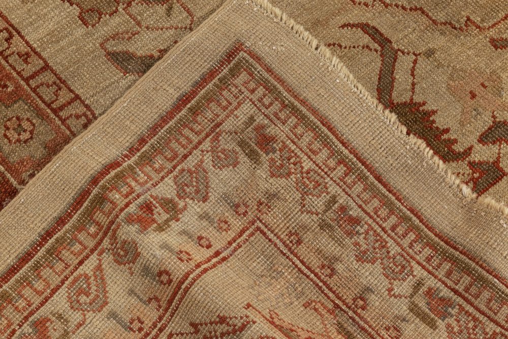 Early 20th Century Turkish Oushak Pink, Red, Beige and Gray Handmade Rug BB7013
