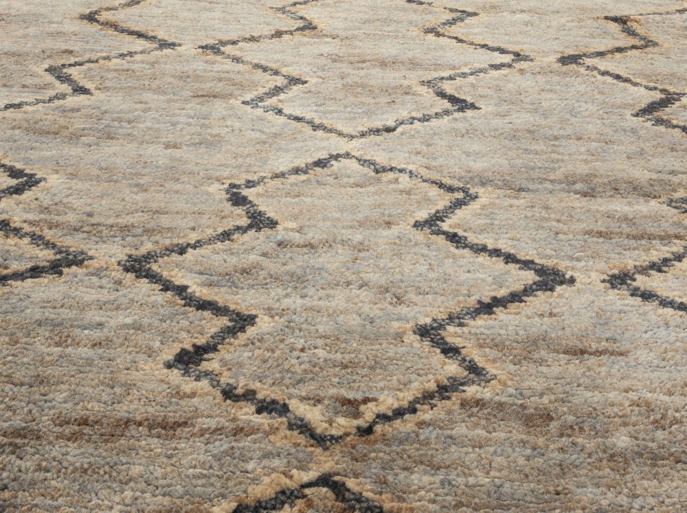 Contemporary Blue and Brown Hemp Rug N12040