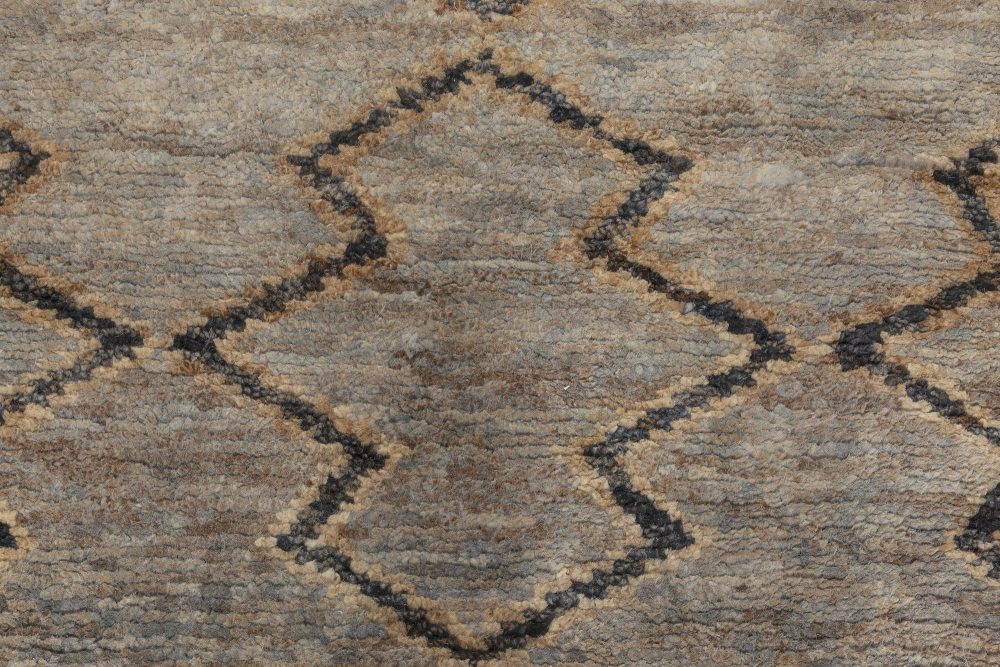 Contemporary Blue and Brown Hemp Rug N12040