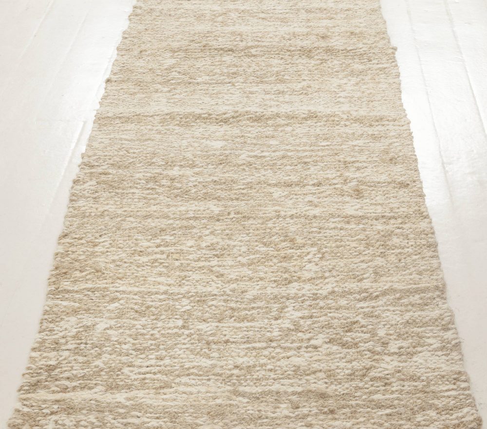 Doris Leslie Blau Collection High-Quality Contemporary Beige Hemp Runner N12025